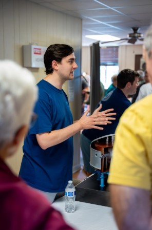 Man speaking in community meeting photo